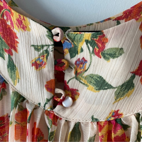 Free People Chiffon Floral Pleated Mini Dress - S - Picture 10 of 11